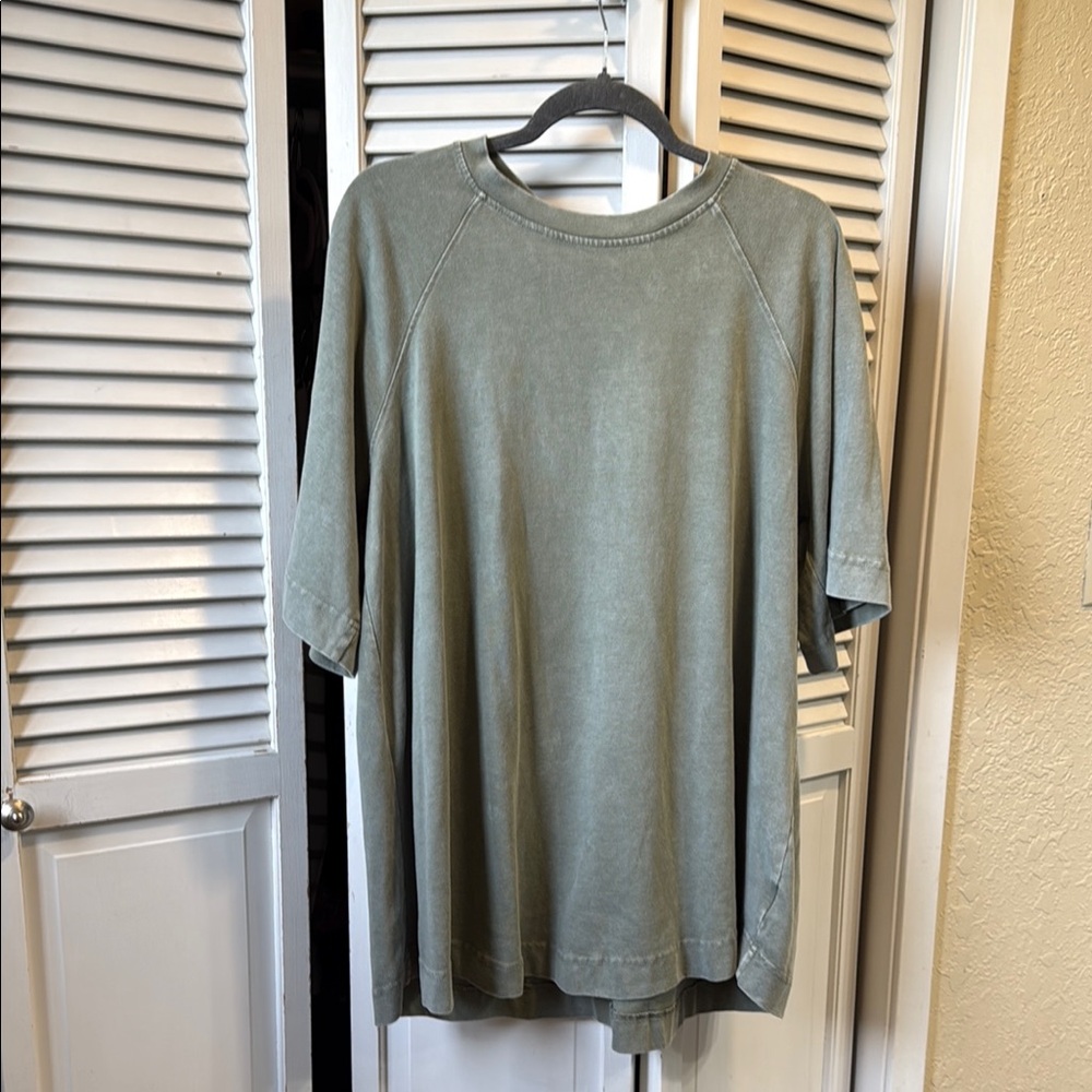 Sage Green Distressed Oversized Tee